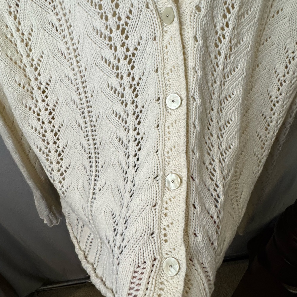 J. Jill Shawl Collar Crochet Cardigan - Picture 4 of 6